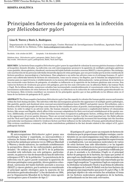 Principales factores de patogenia en la infección por Helicobacter