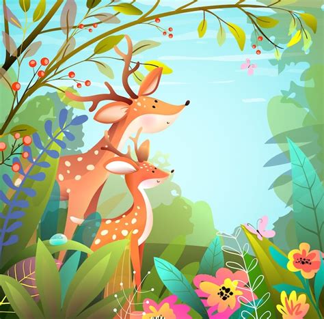 Premium Vector Deer In Jungle Scene Atelier Yuwa Ciao Jp