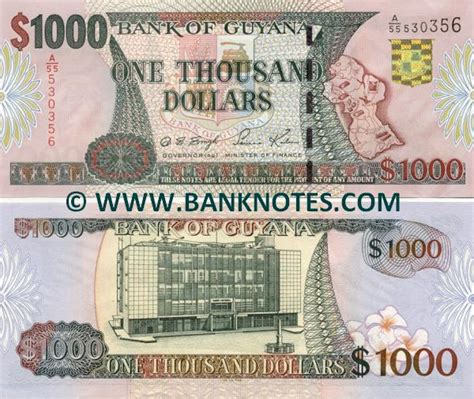 Guyana Dollars Guyanese Currency Bank Notes Paper Money