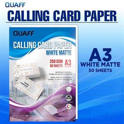 QUAFF Calling Card Paper 250GSM A3 Size 297 X 420mm White Matte