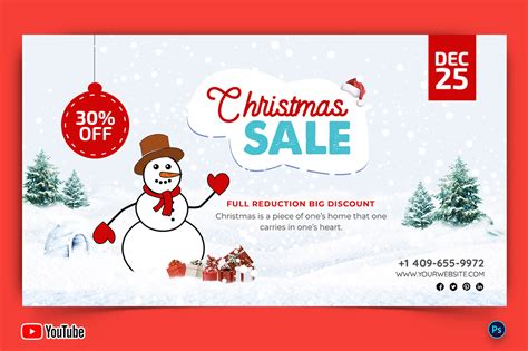 Christmas Sale Offers Youtube Thumbnail Design Template 09