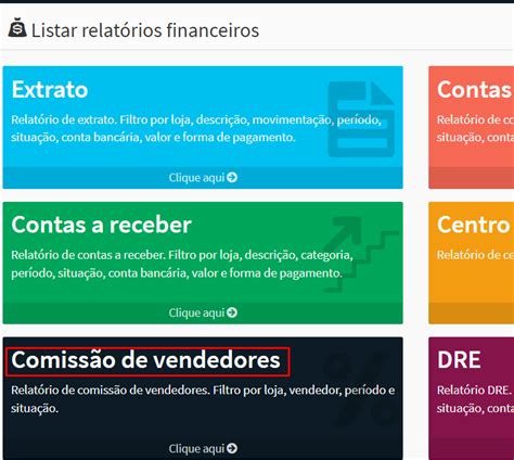 Como gerar relatório de comissão do financeiro Click Digital