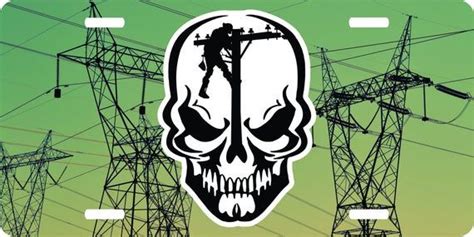 Lineman Linemen Skull Journeyman Electrician Wireman Power Pole License