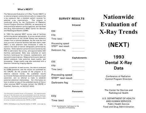 Nationwide Evaluation Of X Ray Trends NEXT 1993 Dental X Ray Data CRCPD