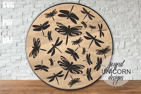 Dragonfly Laser Engraving File | Round Wood Sign SVG