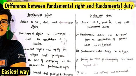 Difference Between Fundamental Right And Fundamental Duty