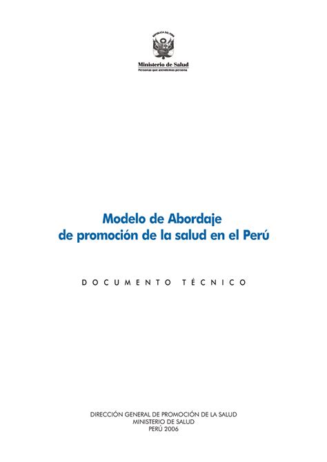 Modelo DE Abordaje Promocion DE LA Salud PERU Modelo De Abordaje De