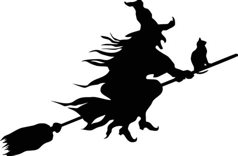 Witch Flying Broom Silhouette - Openclipart