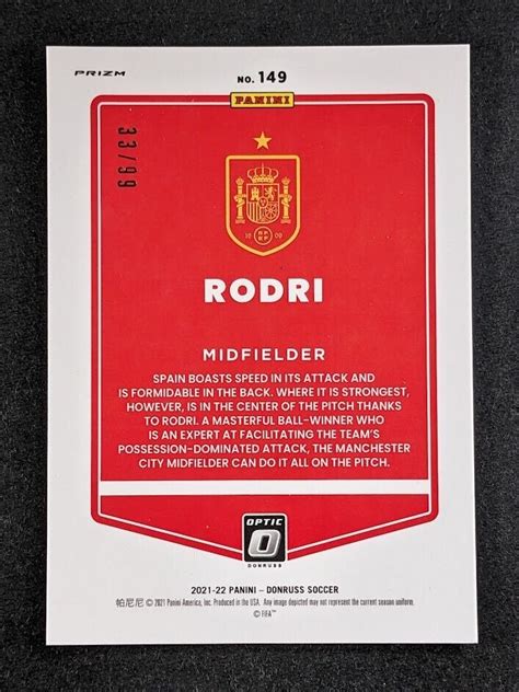 Panini Donruss Soccer Rodri Optic Blue Prizm Spain Ebay