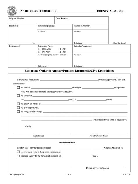 Subpoena Order Form Fill Online Printable Fillable Blank Pdffiller