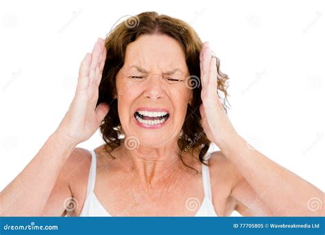 Close Up Of Mature Woman Shouting Stock Image Image Of Lifestyles Male 77705805