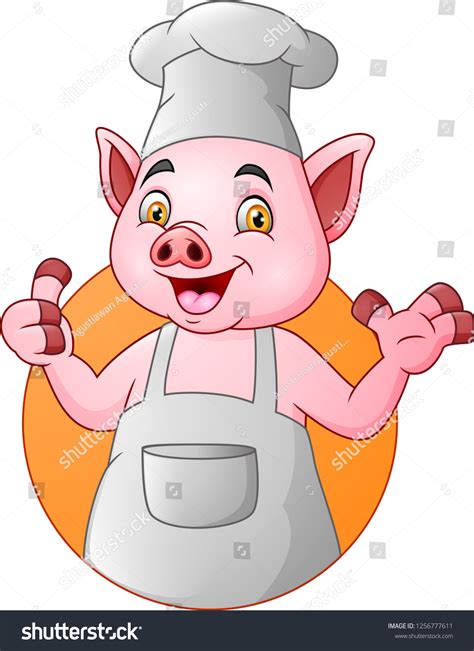 Cartoon Chef Pig Giving Thumbs Stock Vector Royalty Free