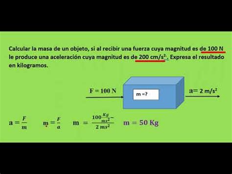 Calcular La Masa De Un Cuerpo Si Al Recibir Una Fuerza Cuya Magnitud De