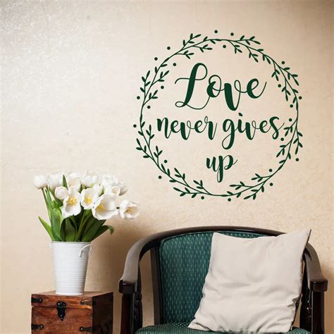 Hot Selling Scripture Christian Wall Decals Love Never Gives Up Adhesive Vinyl Home Decor Bible