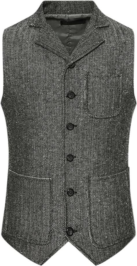 Lars Amadeus Business Suit Vest For Men S Single Breasted Herringbone