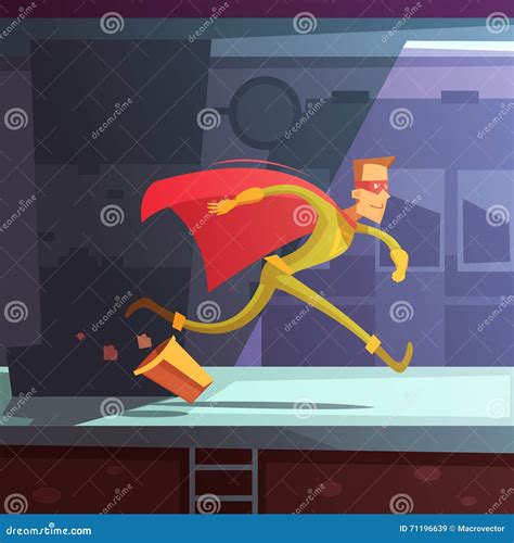 Running Superhero Modern Cartoon People Character Illustration