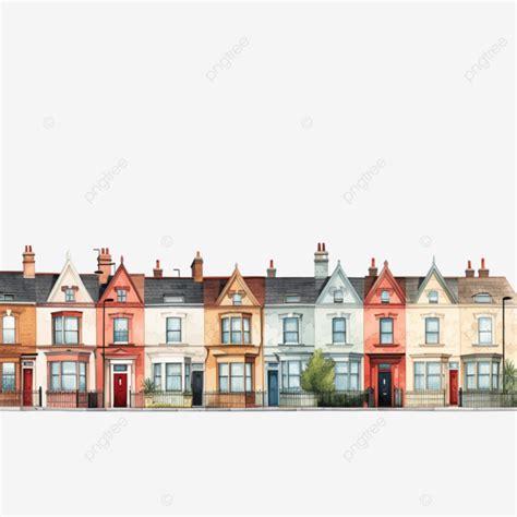 Row Of Victorian Terraced Houses Row Victorian Houses PNG