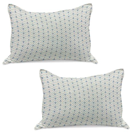 Anchor Knitted Quilt Pillowcover Set Of Yachting Theme Pattern With