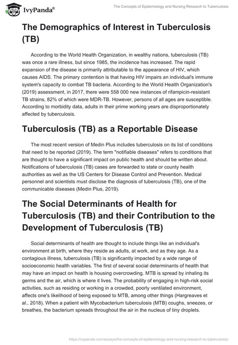 The Concepts Of Epidemiology And Nursing Research To Tuberculosis