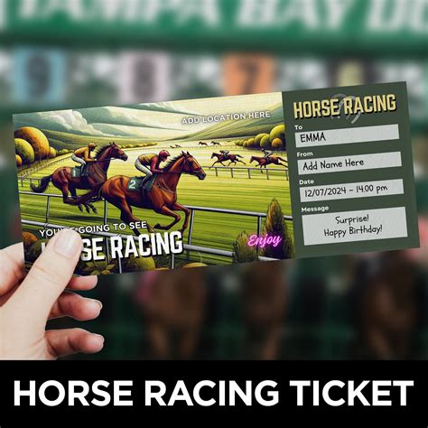 Horse Racing Ticket Template, Horse Race Voucher, Horse Lover Gift
