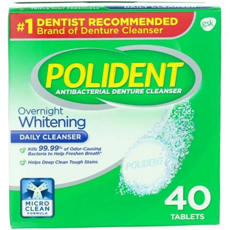 Polident Overnight Whitening Antibacterial Denture Cleanser ...