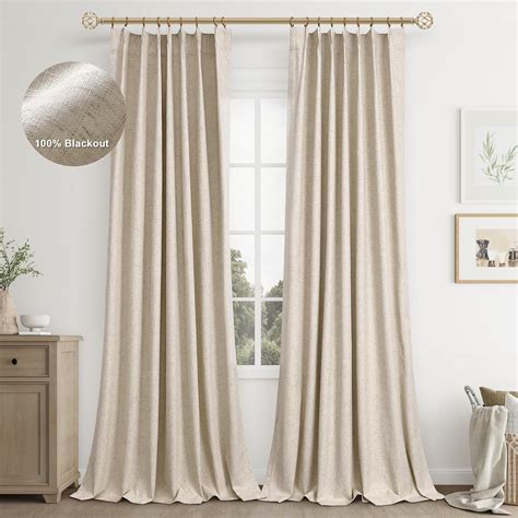 Amazon Joywell Linen Full Blackout Curtains 102 Inches Long Pinch