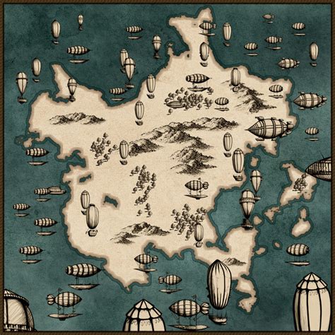 Fantasy Airships Vintage Assets Pack | Fantasy Map Assets