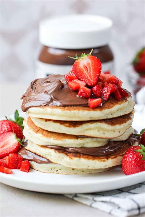 Fluffy Strawberry Nutella Pancakes Recipe