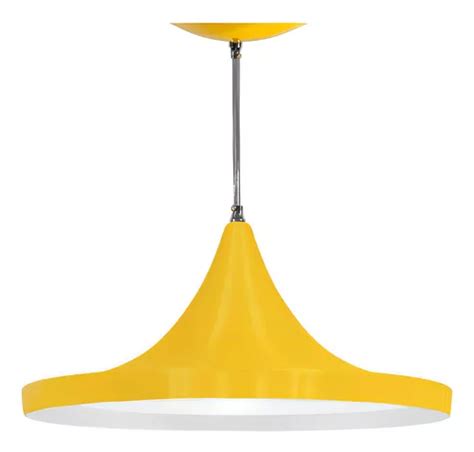 Luminária Chapeu 36cm Diâmetro X 18cm Altura Cor Amarelo x Branco