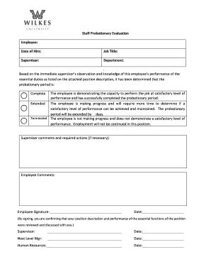 Fillable Online Wilkes Probationary Eval FINAL Fax Email Print PdfFiller