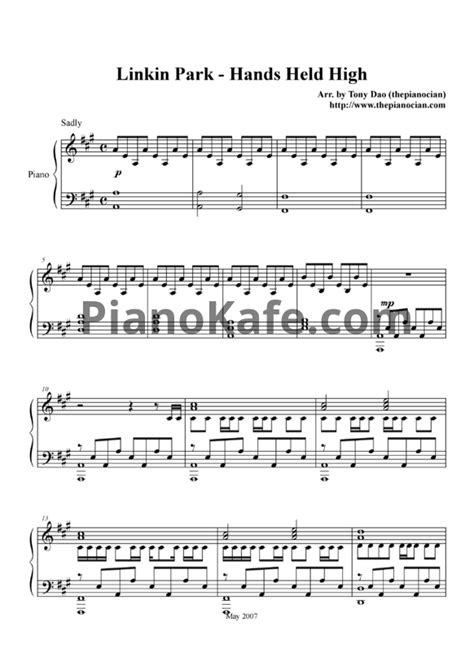 НОТЫ Linkin Park Hands Held High ноты для фортепиано — Pianokafe