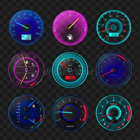 Speedometer Realistic Set Stock Illustration Illustration Of Black