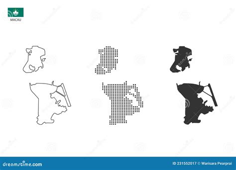 Macau Outline Map State Shape Country Borders Vector Illustration