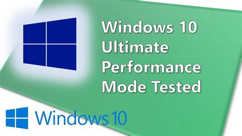 Windows 10 Ultimate Performance Mode Is It Faster YouTube