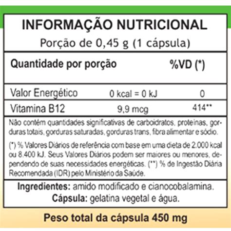 Vitamina B Mg Cianocobalamina Unilife Veg Caps Whey Store