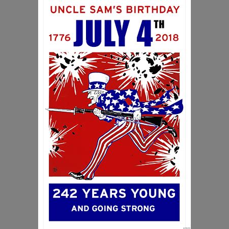 July 4th 2018 Uncle Sam Birthday Print