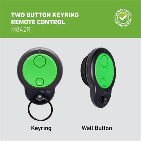 Merlin M842 Key Ring Or Wall Mount Two Button Remote Control For Garage