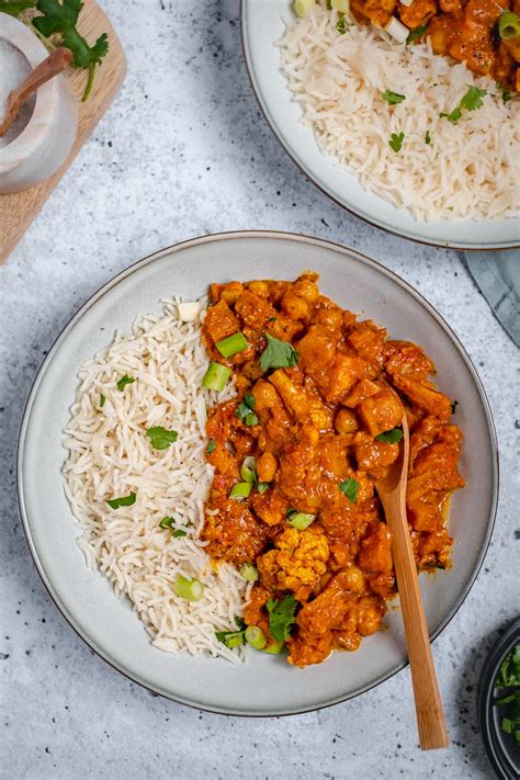 Vegetarische Curry Met Zoete Aardappel Bloemkool Kikkererwten