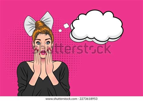 Beautiful Pop Art Woman Wow Face Stock Vector Royalty Free 2273618953