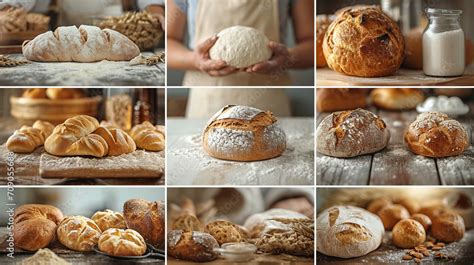 A Visually Appealing Montage Of Various Stages Of Bread Making From