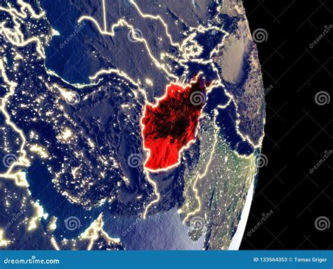 Afghanistan On Night Earth Stock Image Image Of Afghanistan 133564353