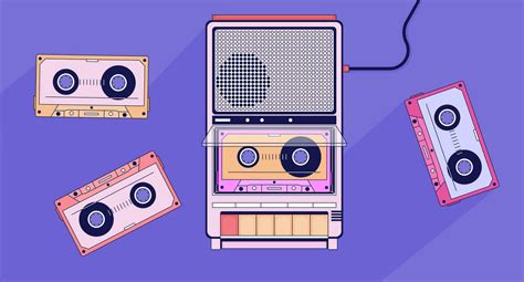 Old Fashioned Player Cassette Tapes Lofi Wallpaper Portable Device Vintage 2d Objects Cartoon