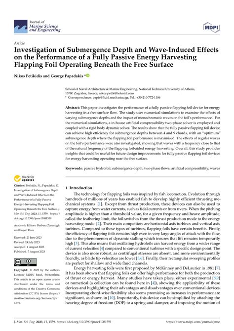 PDF Investigation Of Submergence Depth And Wave Induced Effects On