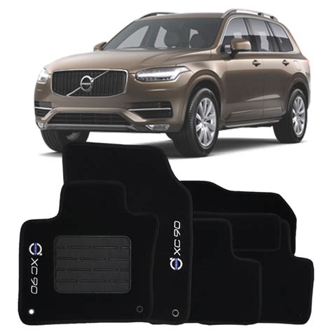 Tapete Carpete Volvo Xc90 2015 16 17 18 19 Tevic Logo Bordado 5 Peças