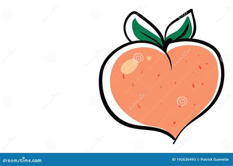 Peach In Shape Of Heart Illustration Vector Stock Vector