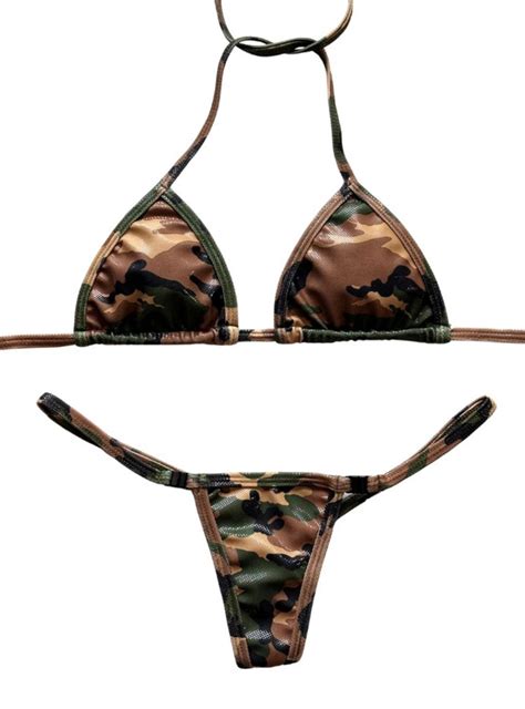 Micro String Bikini Set Triangle Adjustable Top G String Brazilian Bottoms Extra Small Sexy