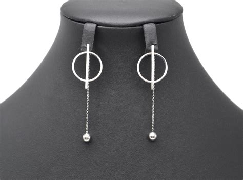 Bo E Boucles D Oreilles Pendantes Avec Cercle Barre Et Cha Ne