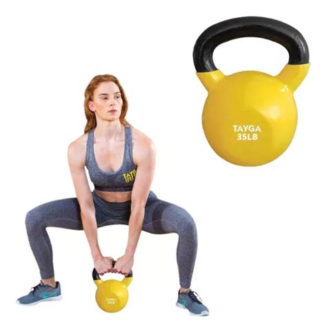 Pesa Rusa Vinil 35 Lbs Crossfit Gym Kettlebell Color Amarillo