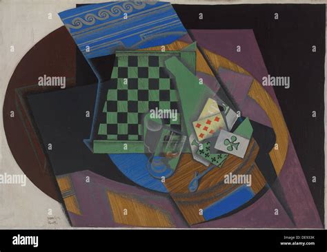 Checkerboard And Playing Cards 1915 Artist Gris Juan 1887 1927