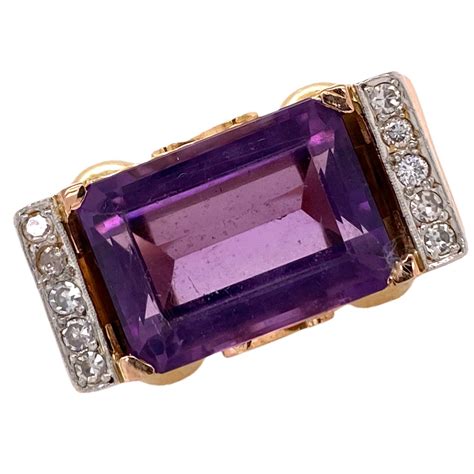 Retro Amethyst Diamond Gold Ring At 1stdibs